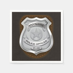 Personalised Police Officer Sheriff Cop NAME Badge Napkin