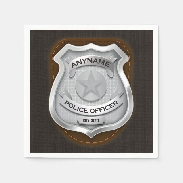 Personalised Police Officer Sheriff Cop NAME Badge Napkin (Front)