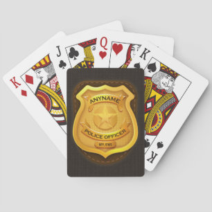 Personalised Police Officer Sheriff Cop NAME Badge Playing Cards
