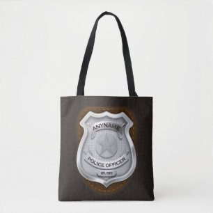 Personalised Police Officer Sheriff Cop NAME Badge Tote Bag
