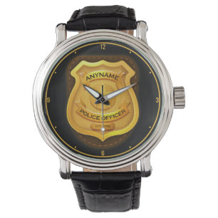 Personalised Police Officer Sheriff Cop NAME Badge Watch