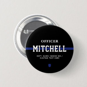 Personalised Police Officer Thin Blue Line 6 Cm Round Badge