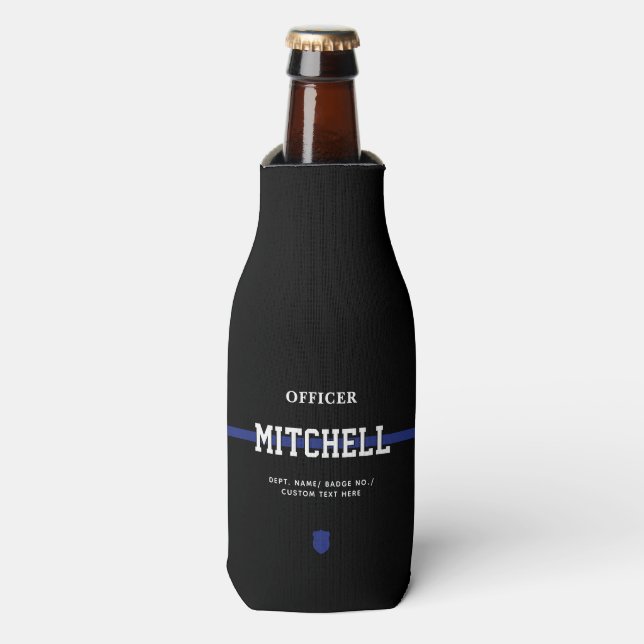Personalised Police Officer Thin Blue Line Bottle Cooler (Bottle Front)