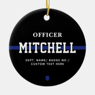 Personalised Police Officer Thin Blue Line Ceramic Tree Decoration