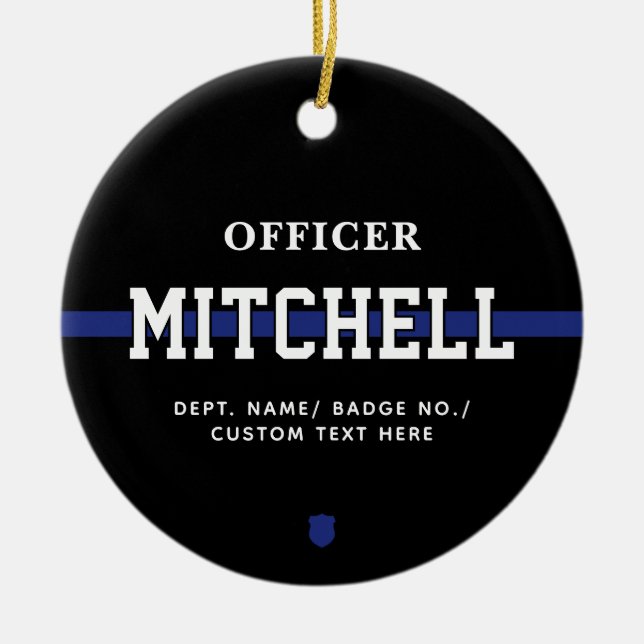Personalised Police Officer Thin Blue Line Ceramic Tree Decoration (Front)