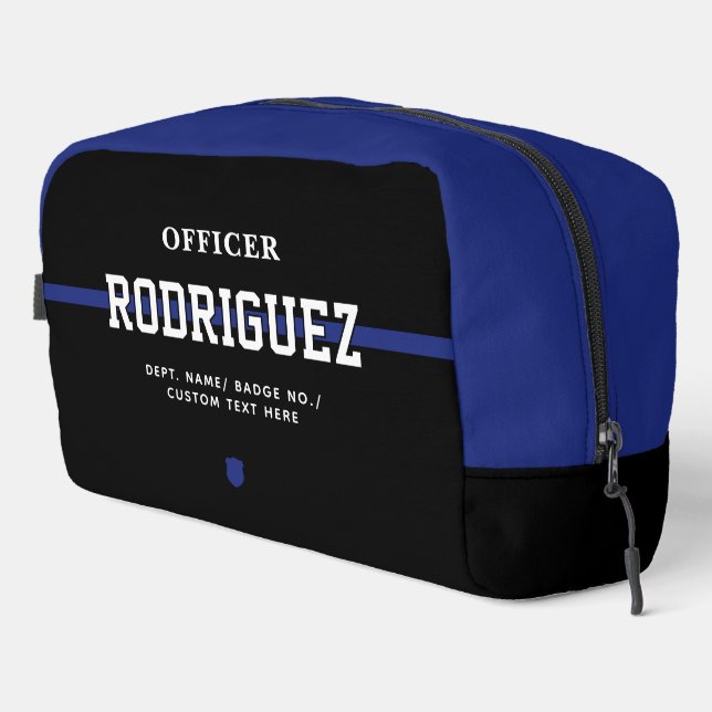 Personalised Police Officer Thin Blue Line Dopp Kit (Right Corner)