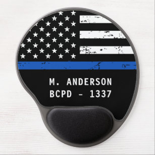 Personalised Police Officer Thin Blue Line Gel Mouse Mat