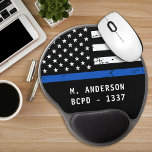 Personalised Police Officer Thin Blue Line Gel Mouse Mat<br><div class="desc">Thin Blue Line Mouse Pad - American flag in Police Flag colours,  distressed design . Personalise with Officer's name. This personalised police officer planner is perfect for police departments. COPYRIGHT © 2020 Judy Burrows,  Black Dog Art - All Rights Reserved. Personalised Police Officer Thin Blue Line Gel Mouse Pad</div>