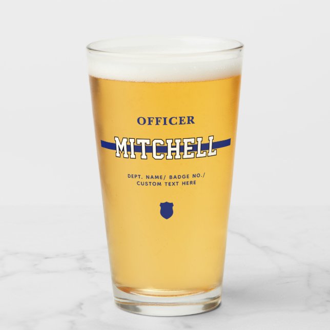 Personalised Police Officer Thin Blue Line Glass (Front Filled)