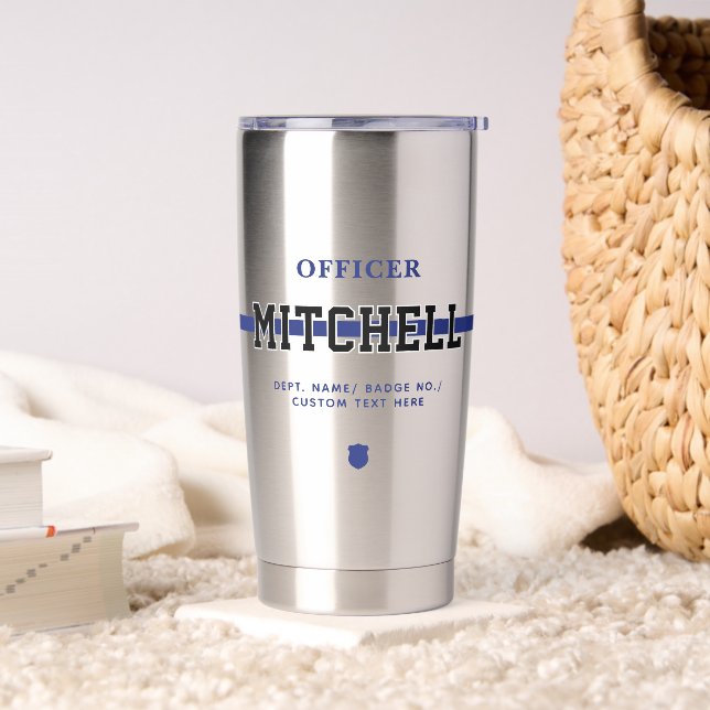 Personalised Police Officer Thin Blue Line Insulated Tumbler (Living Room)