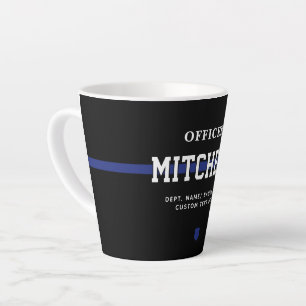Personalised Police Officer Thin Blue Line Latte Mug