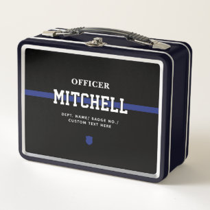 Personalised Police Officer Thin Blue Line Metal Lunch Box