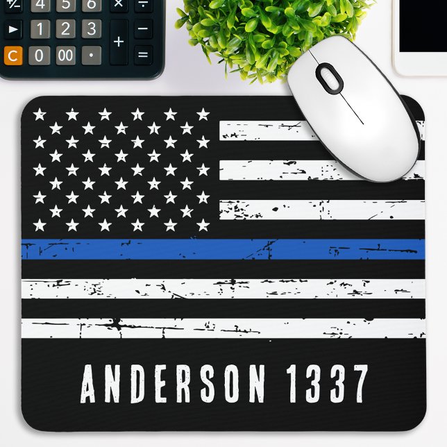 Personalised Police Officer Thin Blue Line Mouse Mat (Creator Uploaded)