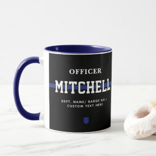 Personalised Police Officer Thin Blue Line Mug