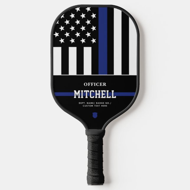 Personalised Police Officer Thin Blue Line Pickleball Paddle (Front)