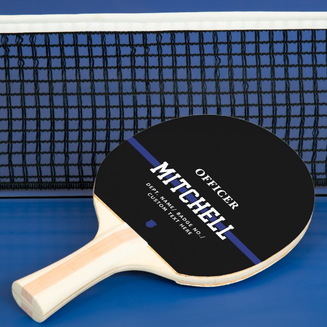 Personalised Police Officer Thin Blue Line Ping Pong Paddle (Insitu)
