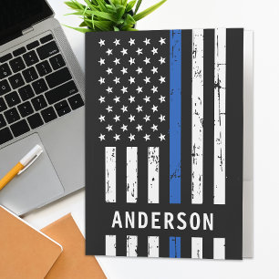 Personalised Police Officer Thin Blue Line Pocket Folder