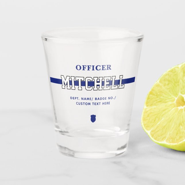 Personalised Police Officer Thin Blue Line Shot Glass (Front)