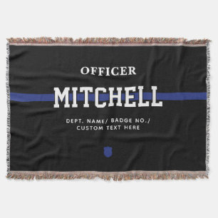 Personalised Police Officer Thin Blue Line Throw Blanket