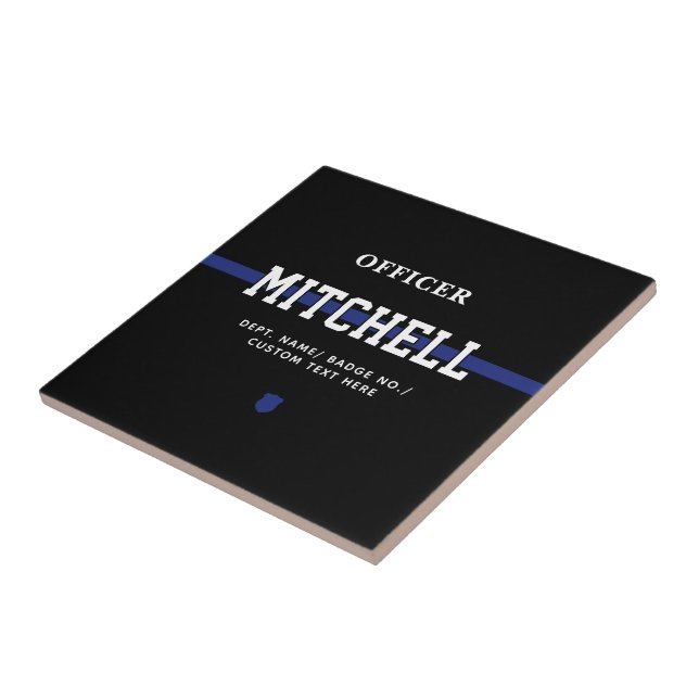 Personalised Police Officer Thin Blue Line Tile (Side)