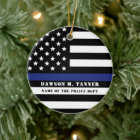 Personalised Police Officer Thin Blue Line US Flag