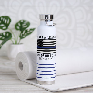Personalised Police Officer Thin Blue Line  Water Bottle