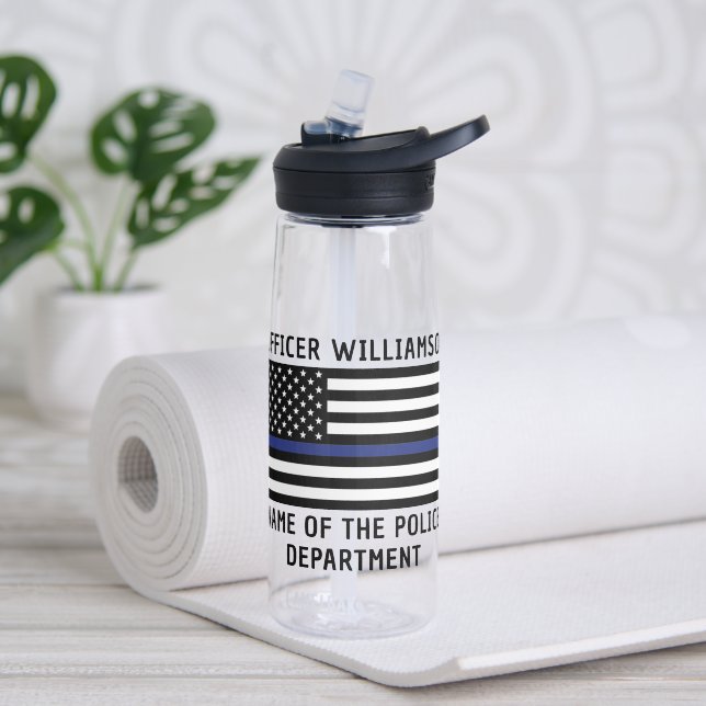 Personalised Police Officer Thin Blue Line  Water Bottle (Yoga)
