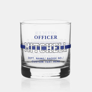 Personalised Police Officer Thin Blue Line Whiskey Glass