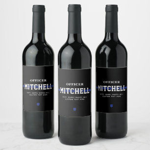 Personalised Police Officer Thin Blue Line Wine Label