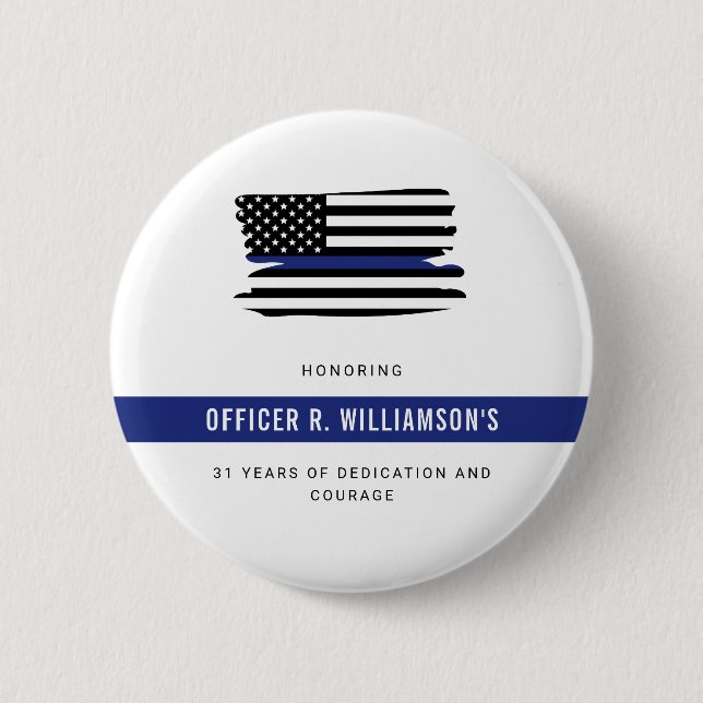 Personalised Police Retirement Celebration 6 Cm Round Badge (Front)