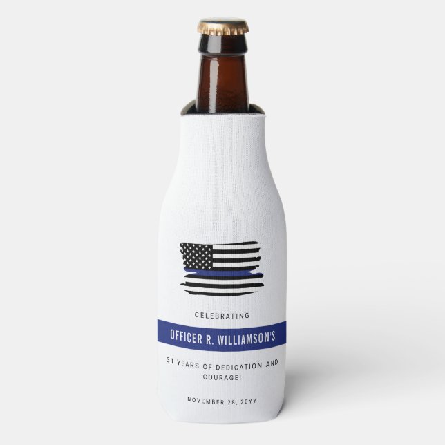 Personalised Police Retirement Celebration Bottle Cooler (Bottle Front)