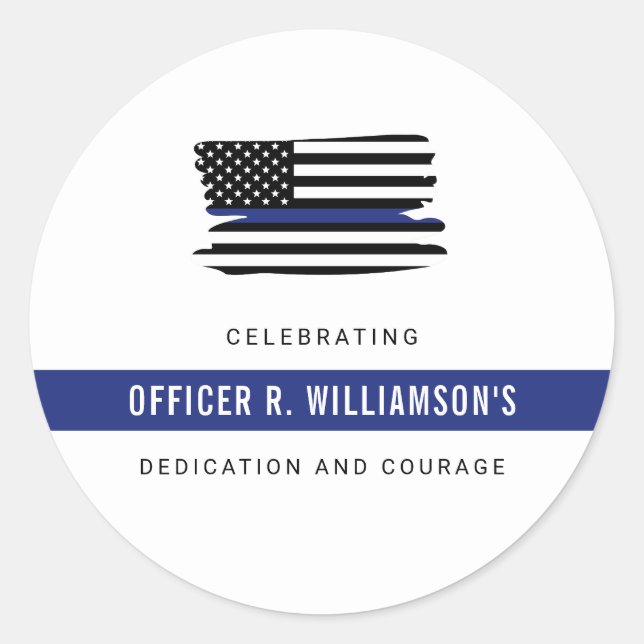 Personalised Police Retirement Celebration Classic Round Sticker (Front)