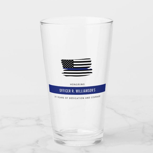 Personalised Police Retirement Celebration Glass (Front)