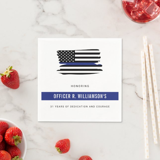 Personalised Police Retirement Celebration Napkin (Insitu)