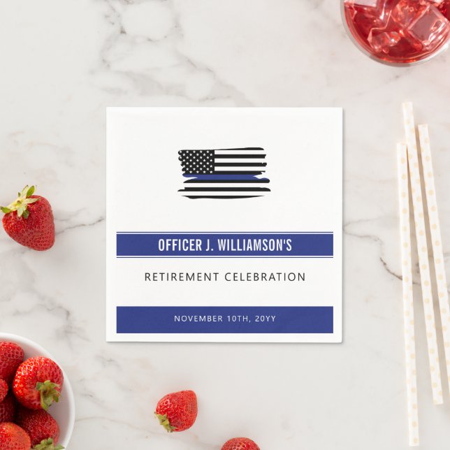 Personalised Police Retirement Celebration Napkin (Insitu)