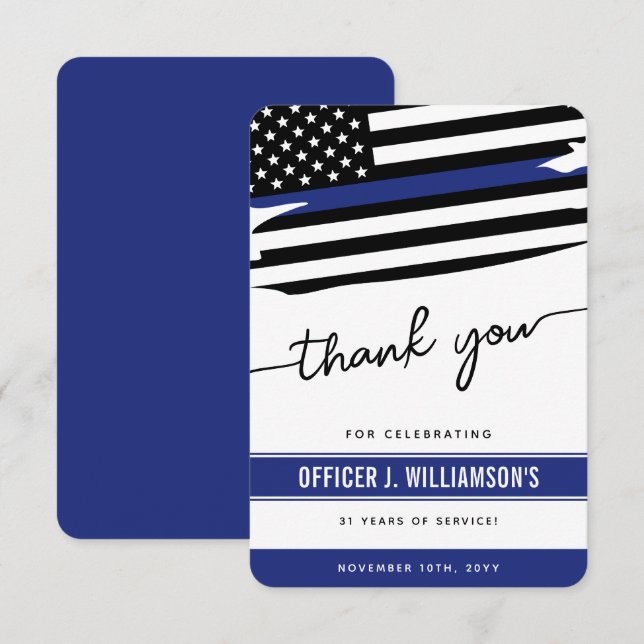 Personalised Police Retirement Celebration Thank You Card (Front/Back)