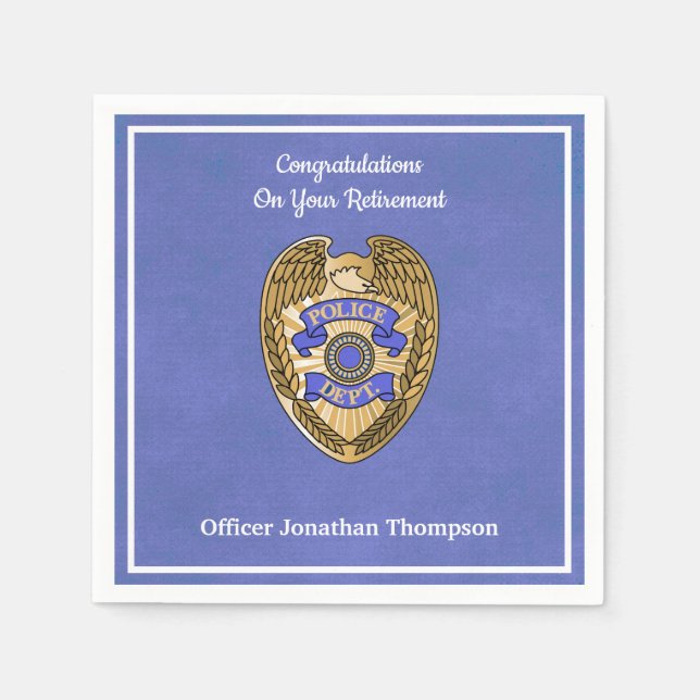 Personalised Police Retirement Party Napkin (Front)