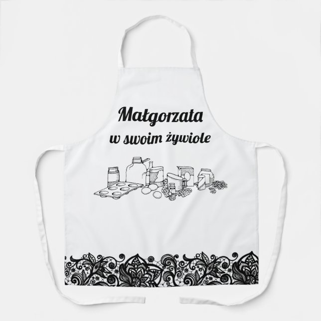 Personalised Polish apron with lace print (Front)