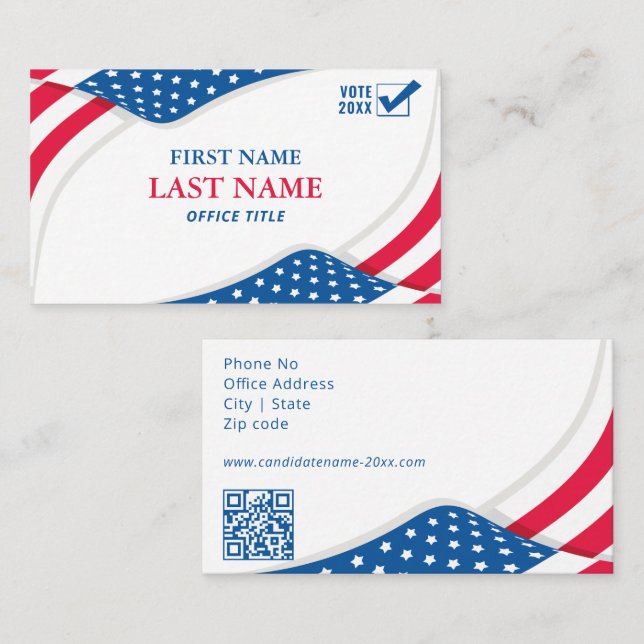 Personalised Political Election Campaign Candidate Business Card (Front/Back)