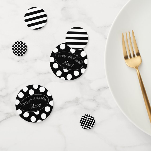 Personalised Polka Dot and Stripes Table Confetti (Group)