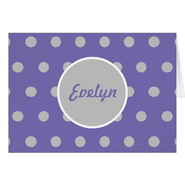 Personalised Polka Dot Blank Cards (Lavender) (Front Horizontal)