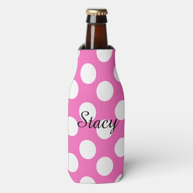 Personalised Polka Dot Bottle Cooler (Bottle Front)