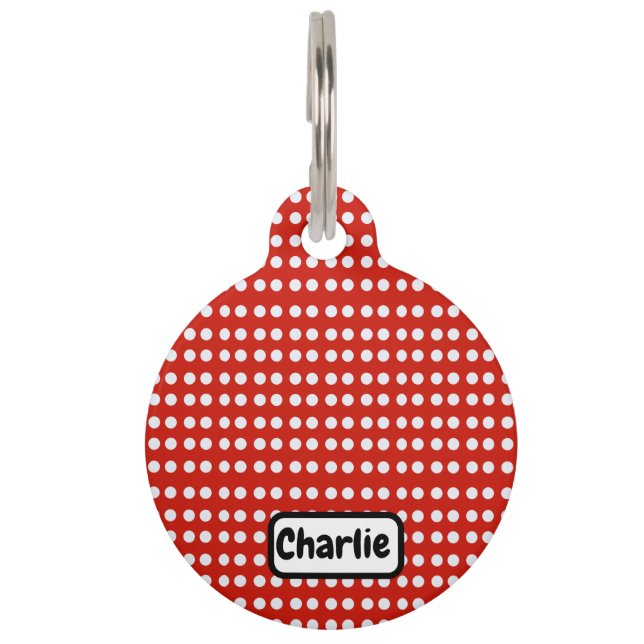 Personalised Polka Dot Dog Bandana  Pet Tag (Front)