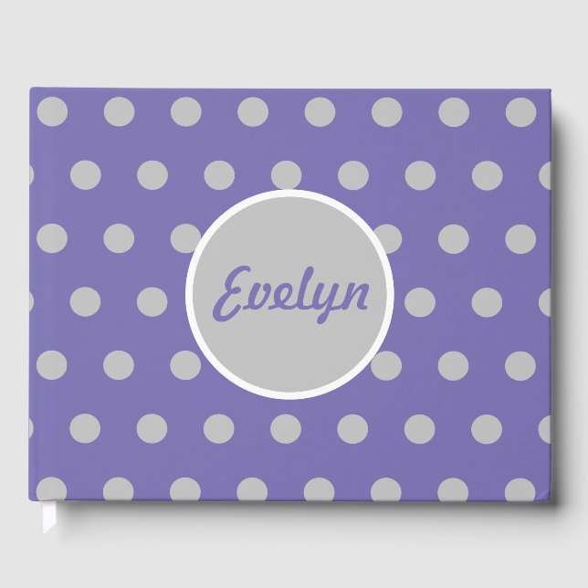 Personalised Polka Dot Guest Book (Lavender & Grey (Front)