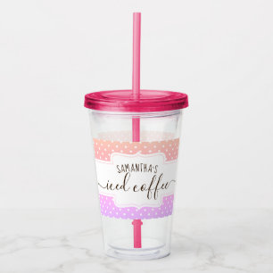 Personalised Polka Dot Iced Coffee Acrylic Tumbler