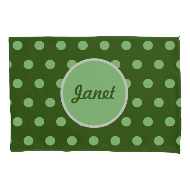 Personalised Polka Dot Pillowcase (Hunter Green) (Front)