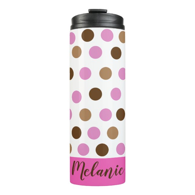 Personalised Polka Dot Thermal Tumbler (Front)