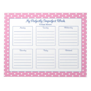 Personalised Polka Dot Weekly Planner Notepad