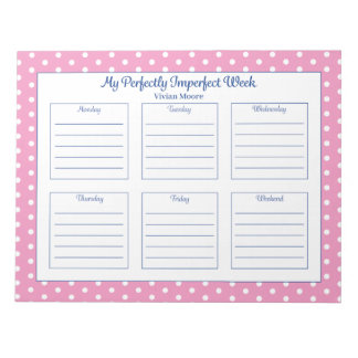 Personalised Polka Dot Weekly Planner Notepad