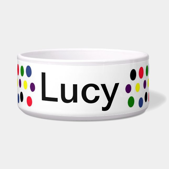 Personalised Polka Doted Dog Bowl (Front)